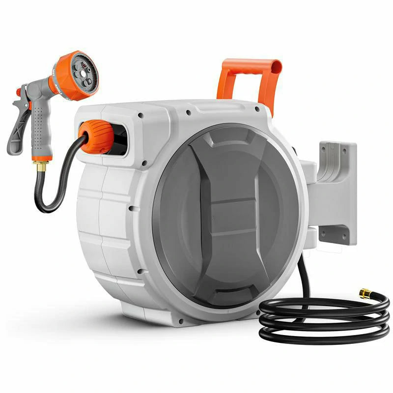 Retractable Garden Hose Reel – 100 ft Wall Mounted Water Hose System