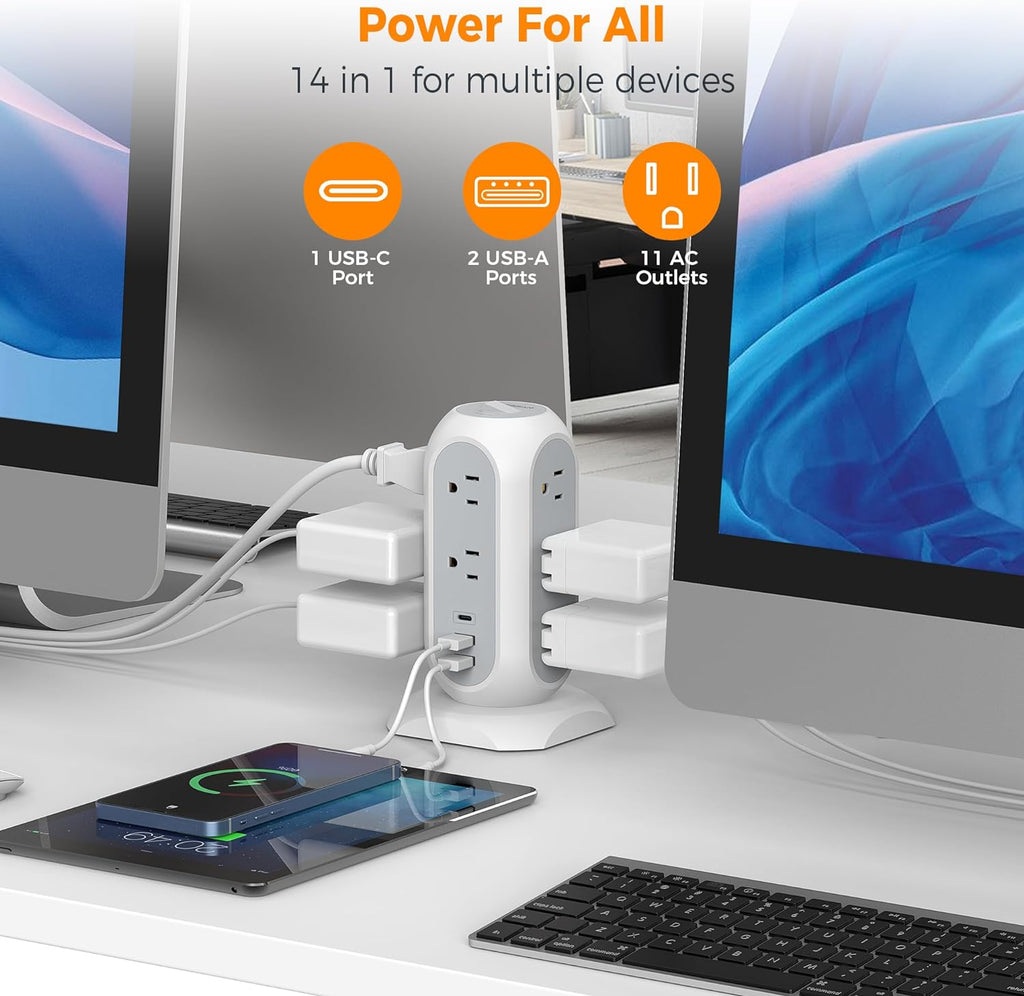 Power Everything in One Place – 14-in-1 Charging Tower ⚡🔌