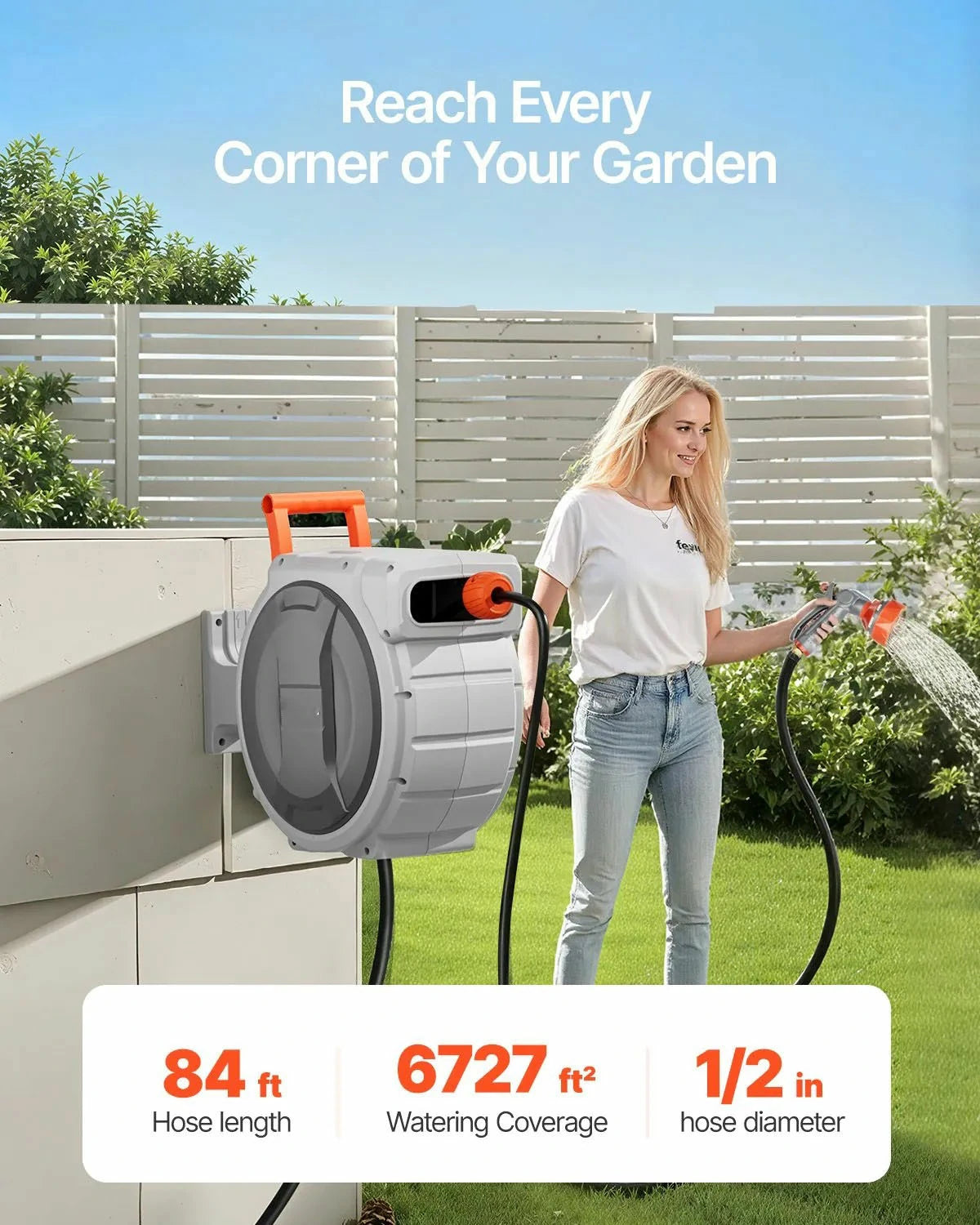 Retractable Garden Hose Reel – 100 ft Wall Mounted Water Hose System